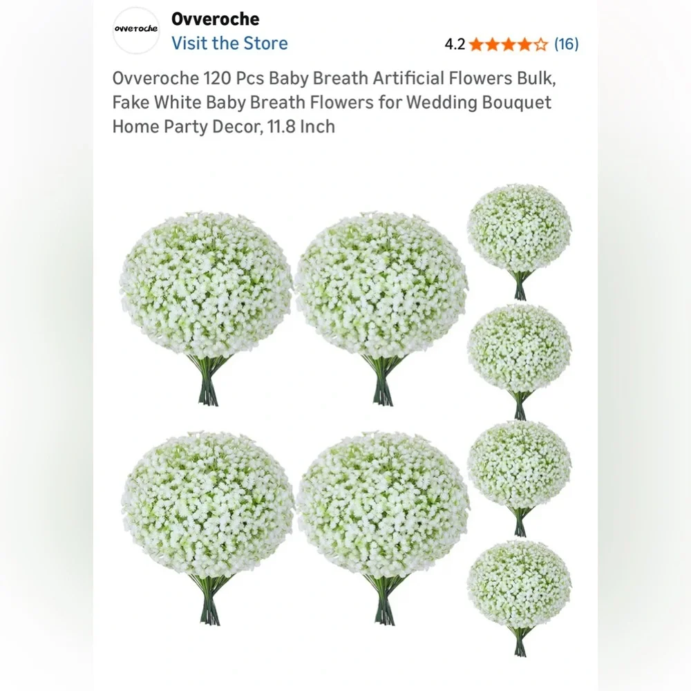 Faux Baby's Breath 120 Pcs Wedding Bouquet Centerpieces 11.8